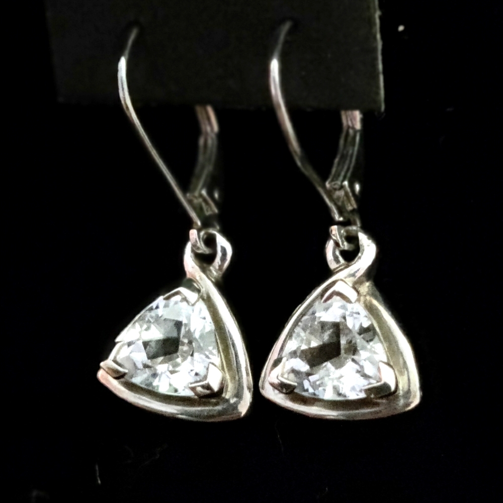 925 Triangle Drop Stone Earrings